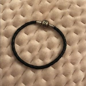Black leather pandora bracelet